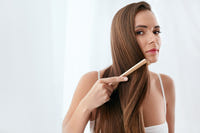 Healthy, shiny hair after using Hibiscus and olive oil treatment.